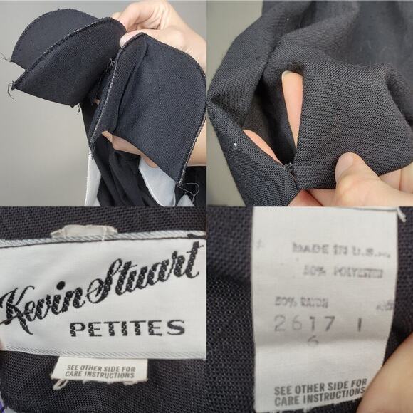 50s Vtg Kevin Stuart Petite Black White Mod Midi Business Collared Dress Sz Sm - Picture 10 of 10